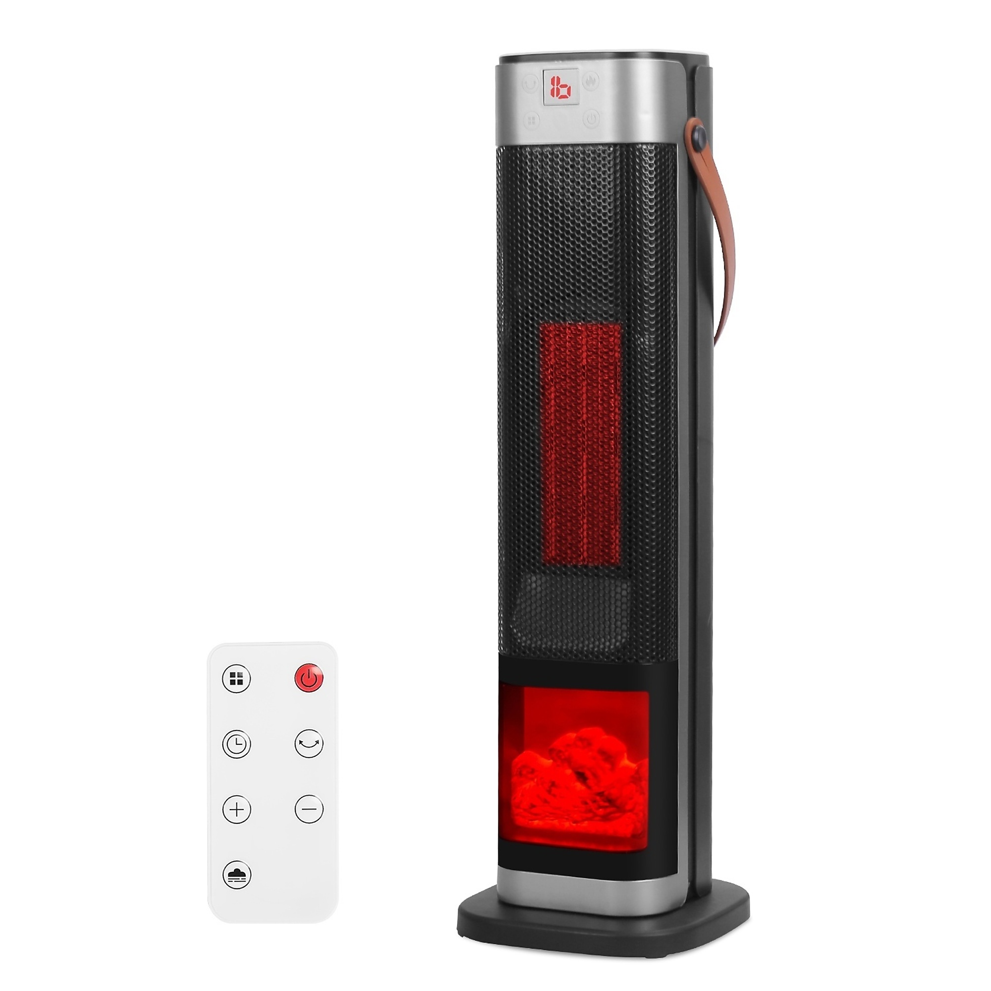 EdenDirect 1500W Space Heater — 20" PTC Ceramic Tower Heater, 3D Flame, 90° Oscillating, Adjustable Thermostat, 3 Wind Modes, 1-12H Timer, Remote Control, Overheat & Tip-Over Protection, For Bedroom Office Indoor Use